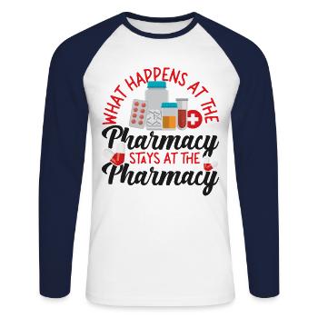 Pharmacy Tech Technician - Unisex Baseballshirt langarm - Weiß/Navy - Vorne - Nik (191cm)