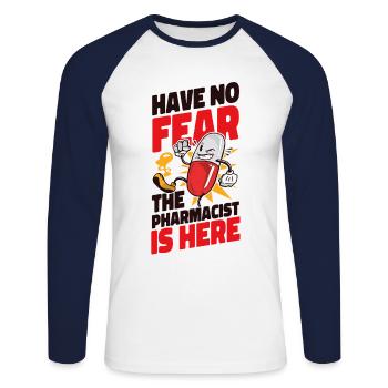 Pharmacy Tech Technician - Unisex Long Sleeve Baseball T-Shirt - white/navy - Front - Nik (191cm)