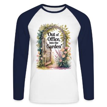Lustiges Hobbygärtner Garten T-Shirt - Unisex Baseballshirt langarm - Weiß/Navy - Vorne - Nik (191cm)