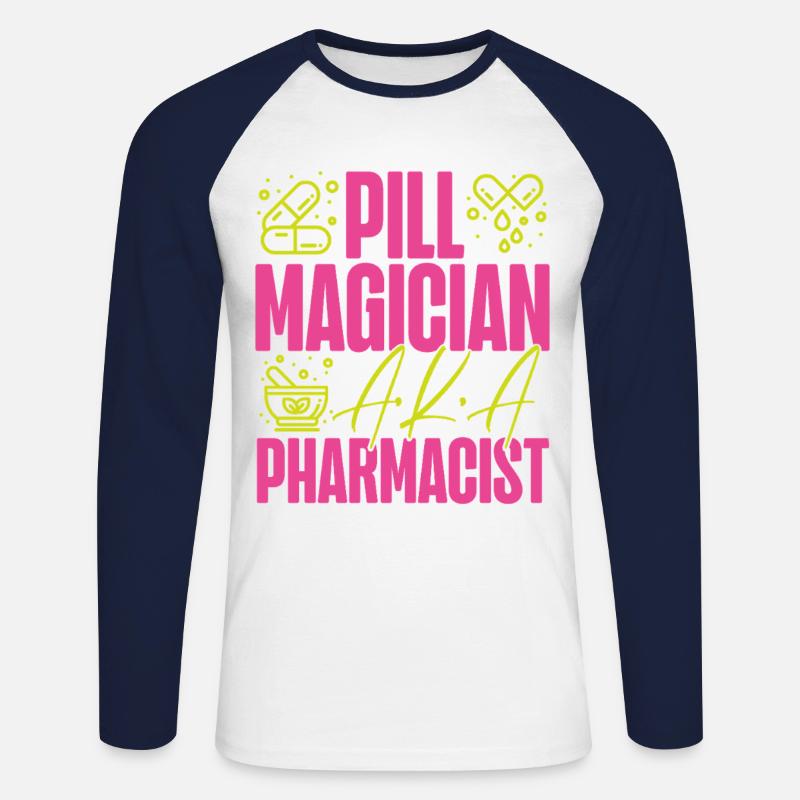 Pharmacy Tech Technician - Unisex Baseballshirt langarm - Weiß/Navy