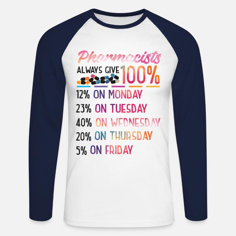 Pharmacy Tech Technician - Unisex Baseballshirt langarm - Weiß/Navy