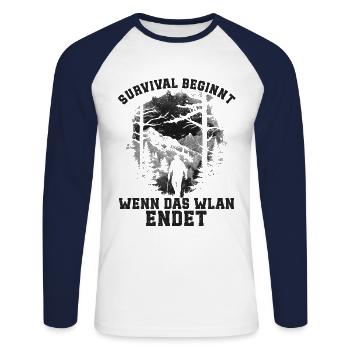 Bushcrafting Equipment Outdoor Survival - Unisex Long Sleeve Baseball T-Shirt - white/navy - Front - Nik (191cm)