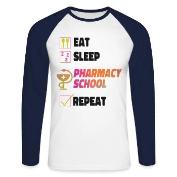 Pharmacy Tech Technician - Unisex Long Sleeve Baseball T-Shirt - white/navy - Front - Nik (191cm)