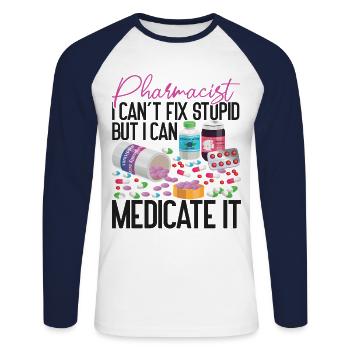 Pharmacy Tech Technician - Unisex Long Sleeve Baseball T-Shirt - white/navy - Front - Nik (191cm)