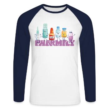 Pharmacy Tech Technician - Unisex Long Sleeve Baseball T-Shirt - white/navy - Front - Nik (191cm)