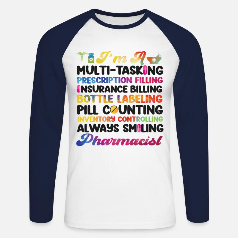 Pharmacy Tech Technician - Unisex Baseballshirt langarm - Weiß/Navy