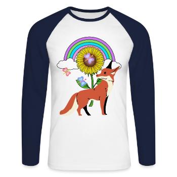 Renard arc-en-ciel tournesol Enfants - T-shirt baseball manches longues Homme - blanc/marine - Devant - Nik (191cm)