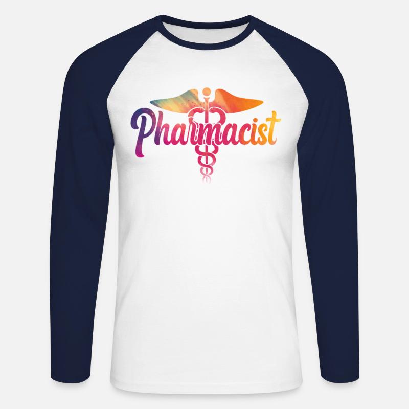 Pharmacy Tech Technician - Unisex Baseballshirt langarm - Weiß/Navy