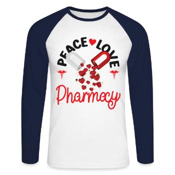 Pharmacy Tech Technician - Unisex Long Sleeve Baseball T-Shirt - white/navy - Front - Nik (191cm)