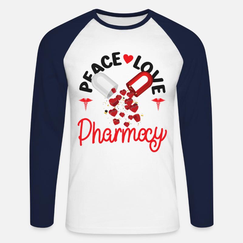 Pharmacy Tech Technician - Unisex Long Sleeve Baseball T-Shirt - white/navy
