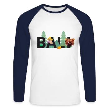 Cadeau de lettrage de vacances Bali Indonésie - T-shirt baseball manches longues Homme - blanc/marine - Devant - Nik (191cm)