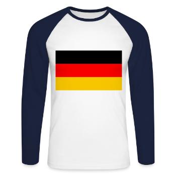Drapeau de l’Allemagne - T-shirt baseball manches longues Homme - blanc/marine - Devant - Nik (191cm)