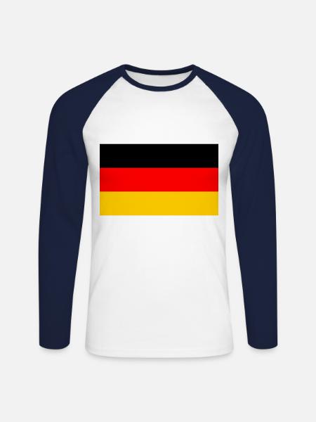 Germany Flag - Unisex Long Sleeve Baseball T-Shirt - white/navy