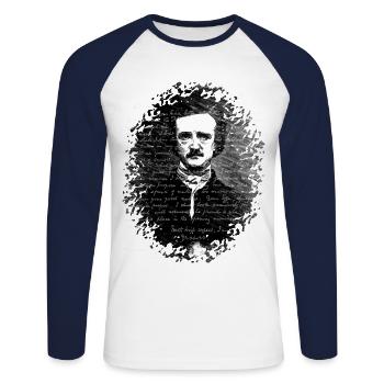 Dark Visions Edgar Allan Poe Letter 1 - Unisex Baseballshirt langarm - Weiß/Navy - Vorne - Nik (191cm)