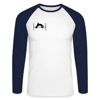 high jump - Unisex Long Sleeve Baseball T-Shirt - white/navy - Front - Nik (191cm)
