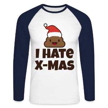 Weihnachten Xmas Dezember Winter Anti - Unisex Baseballshirt langarm - Weiß/Navy - Vorne - Nik (191cm)