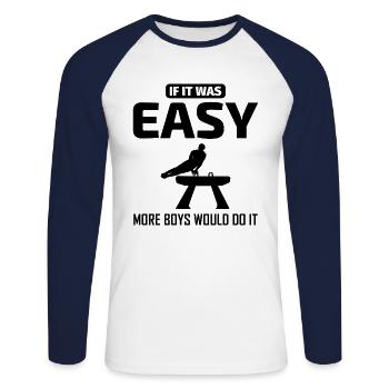 Kunstturnen Pommel Pferdeturner Lustig - Unisex Baseballshirt langarm - Weiß/Navy - Vorne - Nik (191cm)