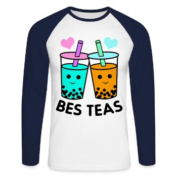 Besties Graphic Tea Lover Tea Drinker Tea Brewing - Unisex Baseballshirt langarm - Weiß/Navy - Vorne - Nik (191cm)