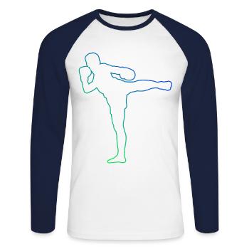 Thai Boxing Thai Boxer Muay Thai Thai Boxing - Unisex Long Sleeve Baseball T-Shirt - white/navy - Front - Nik (191cm)