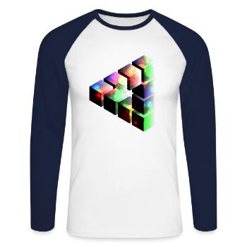 Optische Täuschung - Ein echter Blickfanger - Unisex Baseballshirt langarm - Weiß/Navy - Vorne - Nik (191cm)