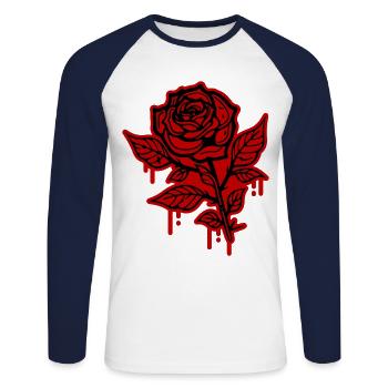 Symbole de la rose - T-shirt baseball manches longues Homme - blanc/marine - Devant - Nik (191cm)
