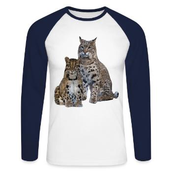 Clouded leopard and lynx - Unisex Long Sleeve Baseball T-Shirt - white/navy - Front - Nik (191cm)
