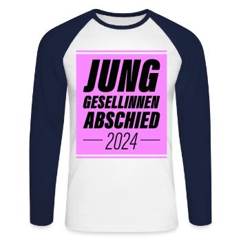 Junggesellinnenabschied 2024 Jga - Unisex Baseballshirt langarm - Weiß/Navy - Vorne - Nik (191cm)