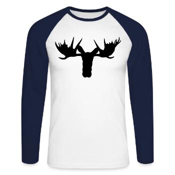 Moose head – majesty of the Scandinavian forests - Unisex Long Sleeve Baseball T-Shirt - white/navy - Front - Nik (191cm)