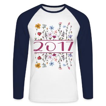 2017 Legendary Since 2017 Birthday 2017 Women - Unisex Long Sleeve Baseball T-Shirt - white/navy - Front - Nik (191cm)