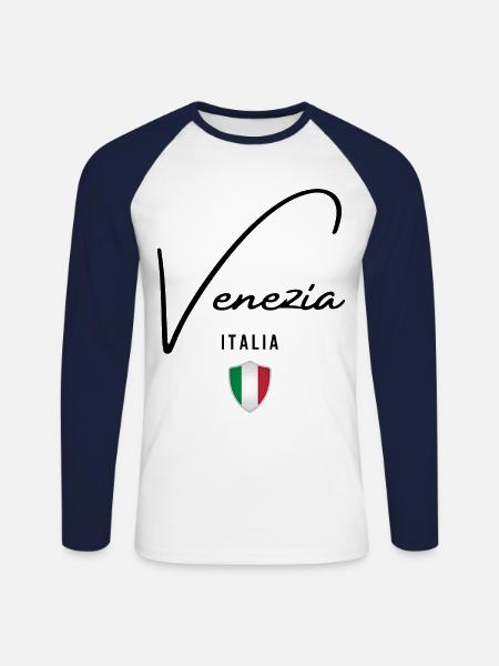 Ich liebe Venedig, Venedig Italien - Unisex Baseballshirt langarm - Weiß/Navy
