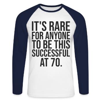 70 Year Performing 70 Year Anniversary Gift - Unisex Long Sleeve Baseball T-Shirt - white/navy - Front - Nik (191cm)