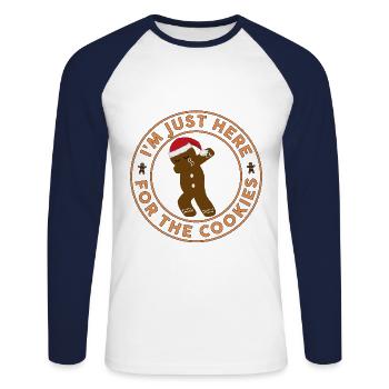 Dabbing gingerbread man Christmas Santa gift - Unisex Long Sleeve Baseball T-Shirt - white/navy - Front - Nik (191cm)