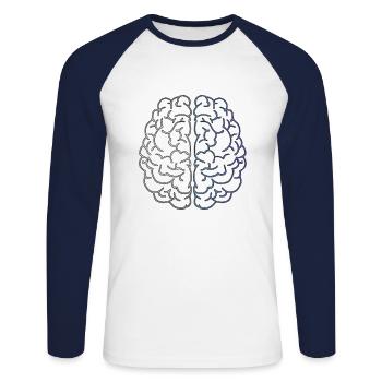 Brain - Unisex Long Sleeve Baseball T-Shirt - white/navy - Front - Nik (191cm)