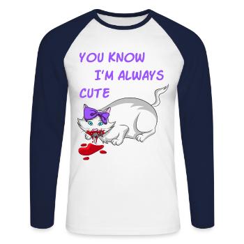 YOU KNOW I'M ALWAYS CUTE - Unisex Baseballshirt langarm - Weiß/Navy - Vorne - Nik (191cm)