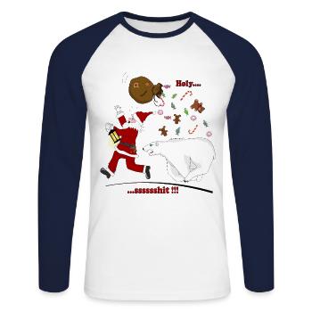 Weihnachtsmann - Unisex Baseballshirt langarm - Weiß/Navy - Vorne - Nik (191cm)