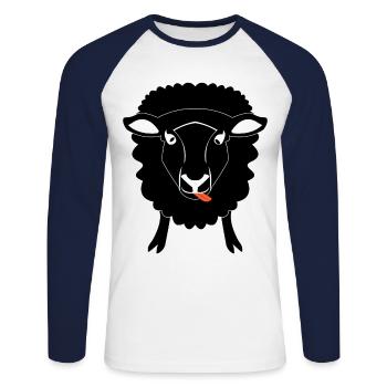 schwarzes Schaf der Familie schwarze Schafe Hirte - Unisex Baseballshirt langarm - Weiß/Navy - Vorne - Nik (191cm)