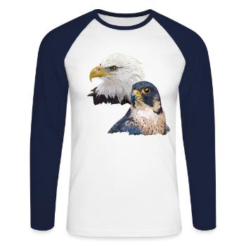 Peregrine Falcon and American Pigargo - Unisex Long Sleeve Baseball T-Shirt - white/navy - Front - Nik (191cm)