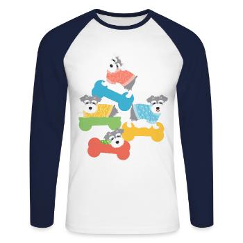 Chiens Schnauzer nain en chandails - T-shirt baseball manches longues Homme - blanc/marine - Devant - Nik (191cm)