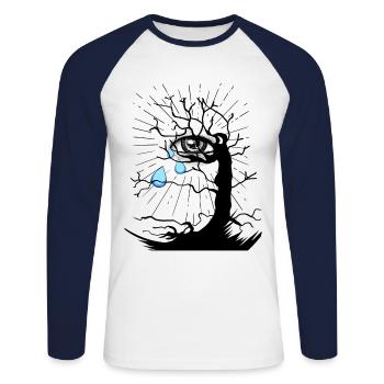 Depression Grief Tears Depressed Beyond Death - Unisex Long Sleeve Baseball T-Shirt - white/navy - Front - Nik (191cm)