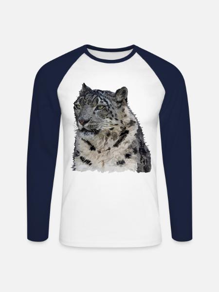 Snow leopard - Unisex Long Sleeve Baseball T-Shirt - white/navy