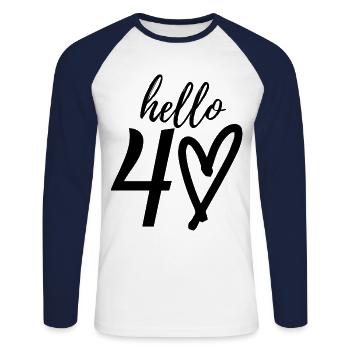 40. Geburtstag - Unisex Baseballshirt langarm - Weiß/Navy - Vorne - Nik (191cm)