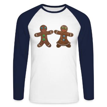 Lebkuchenpaar hetero - Unisex Baseballshirt langarm - Weiß/Navy - Vorne - Nik (191cm)