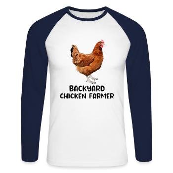 Backyard Chicken Farmer Animal Farming Farm Funny - Unisex Long Sleeve Baseball T-Shirt - white/navy - Front - Nik (191cm)