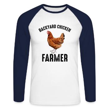 Backyard Chicken Farmer Animal Farming Farm Funny - Unisex Long Sleeve Baseball T-Shirt - white/navy - Front - Nik (191cm)