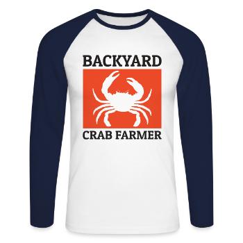 Backyard Crab Farmer Animal Farming Farm Funny - Unisex Long Sleeve Baseball T-Shirt - white/navy - Front - Nik (191cm)