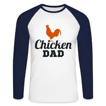 Chicken Dad Daddy Poultry Farmer Farm Fathers day - Unisex Long Sleeve Baseball T-Shirt - white/navy - Front - Nik (191cm)