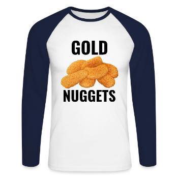 Chicken Nuggets Fast Food Funny Saying - Unisex Long Sleeve Baseball T-Shirt - white/navy - Front - Nik (191cm)