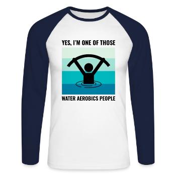 Wassergymnastik Aquatische Fitness Aqua Exercise - Unisex Baseballshirt langarm - Weiß/Navy - Vorne - Nik (191cm)
