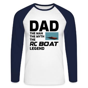 Rc Boat Racing Dad Race Bateau à moteur Fête des pères - T-shirt baseball manches longues Homme - blanc/marine - Devant - Nik (191cm)