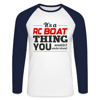 Rc Boat Racing Course de hors-bord électrique - T-shirt baseball manches longues Homme - blanc/marine - Devant - Nik (191cm)